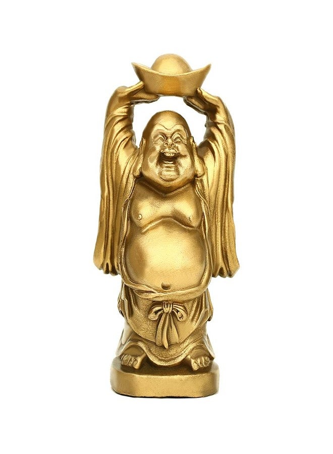 BRASSTAR Feng Shui Brass Ornament Laughing Buddha Statue Holding Ingot Money Bag for Home Office Decorative Figurine Attract Wealth PTZY067 - Image 1
